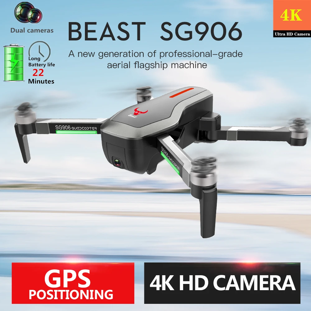 SG906 Радиоуправляемый Дрон 4K HD камера Профессиональный gps Смарт слежение бесщеточный селфи Сопротивление сильный Квадрокоптер VS F11 B4W X12 X5 Дрон игрушка