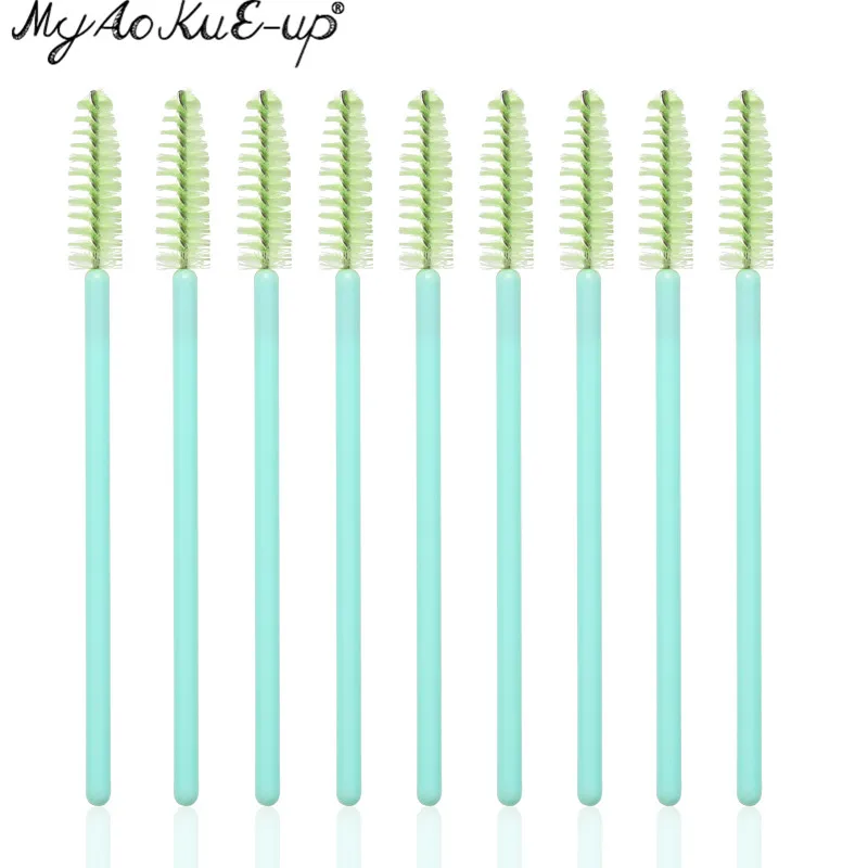 Mint light green 1000 шт, новые кисти для ресниц, Мягкая головка для ресниц, аппликатор для бровей, тушь для ресниц, палочка, микрокисти, кисти для макияжа - Handle Color: Mint light green