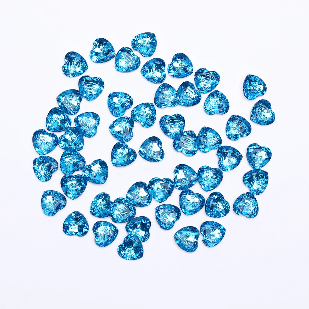 500pcs 12x13mm Turquoise Blue Acrylic Heart Shiny Buttons Sliver Plated Button Embellishments Scrapbooking Wedding Cardmaking | Дом и сад