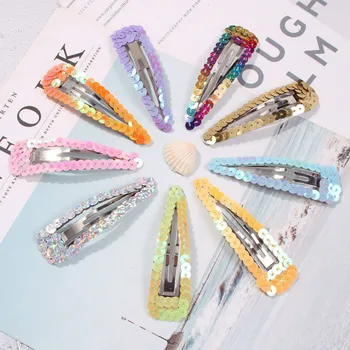 

Creative Hairpin Female Color Gradient Candy Color Hair Clips Simple side Clip Alloy Sequins Barrette Headwear Hair Accessories