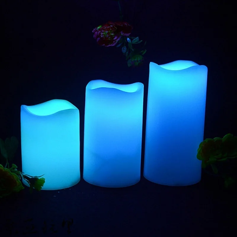 Electronic Candle Plastic Festival Halloween Colorful Flame Choice Christmas 3 Pack Set Beautiful Decoration 18-Key Remote