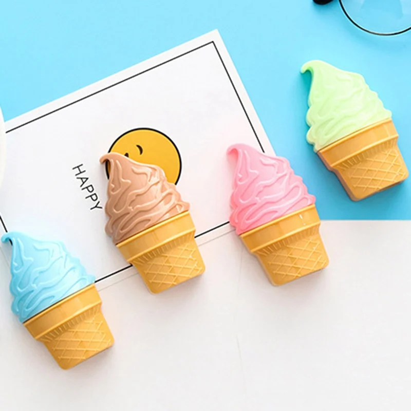 Creative Cute Ice Cream Pencil Sharpener Sweet Tube Double Hole Shape Pencil Sharpener Promotional Gift Stationery Random Color
