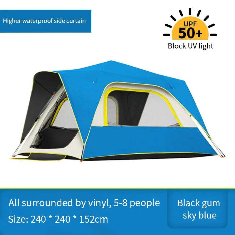 3-4 человек открытый автоматические палатки Водонепроницаемый 5-8 человек Кемпинг Туризм палатка большая семейная палатка портативная палатка с защитой от УФ KEOGHS - Цвет: By vinyl 5-8 Blue