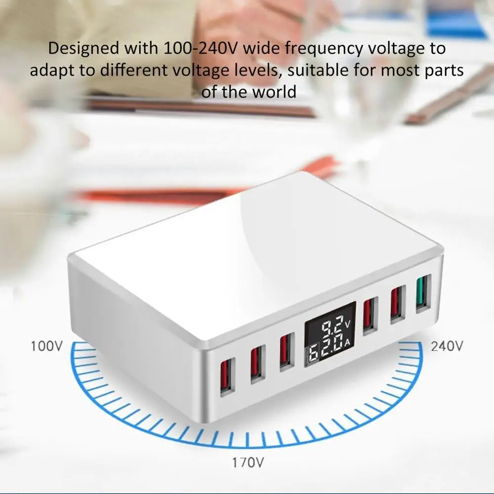 T9+ Мульти быстрое зарядное устройство USB зарядка несколько 6 USB телефон зарядная станция Универсальный usb-хаб зарядное устройство светодиодный дисплей
