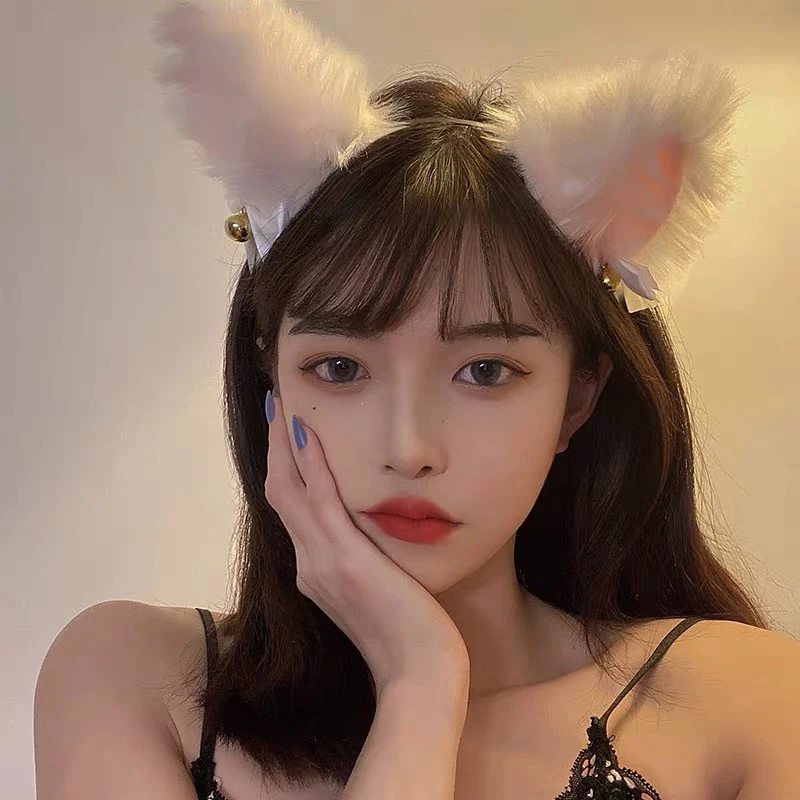 ZZYY Black Cat Ears Cosplay Accessories Set Lolita Sexy Lace Collar Kawaii Headband Cute Gothic Decor Pink Headdress Soft 2021