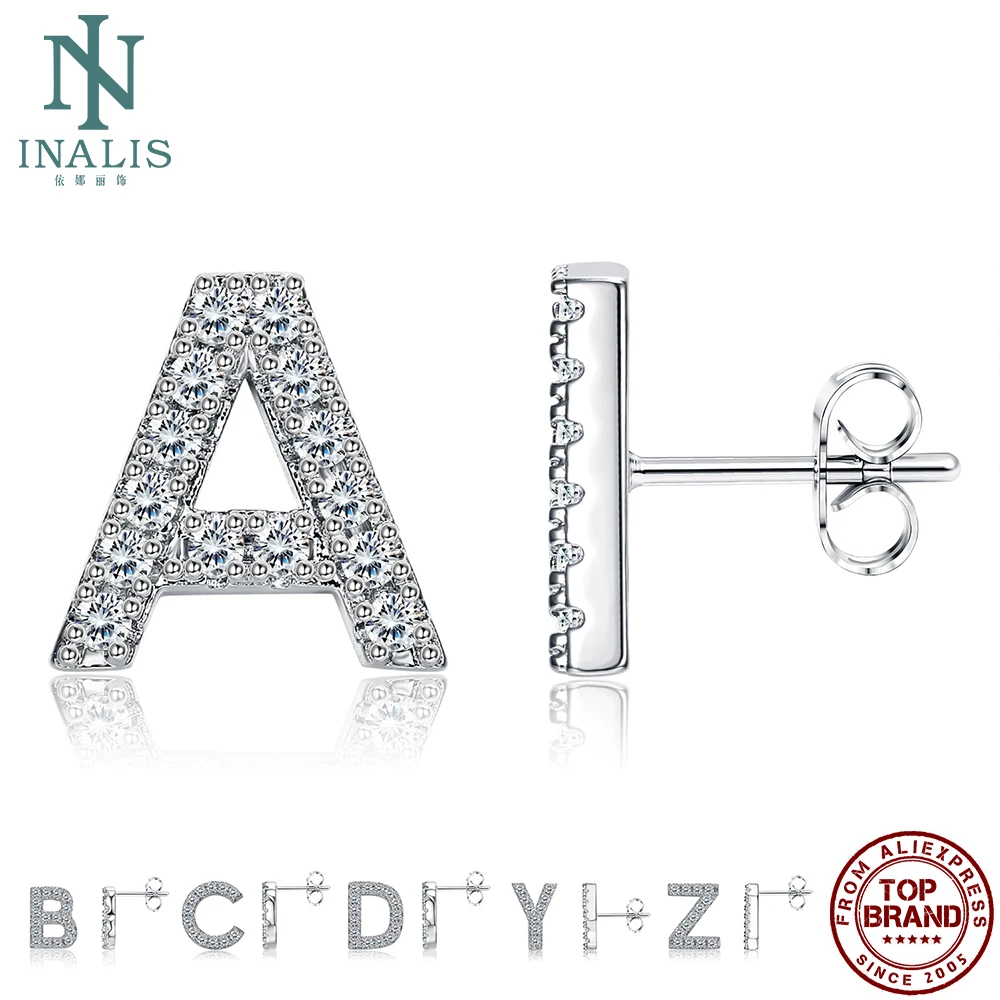 INALIS 5A кубического циркония алфавитные серьги для женщин простой рисунок