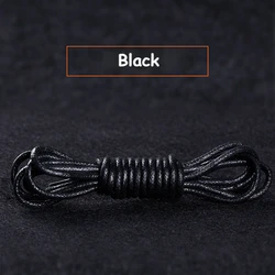 Premium Waterproof Waxed Round Shoelaces for Oxford Boots - Durable Cotton Leather Blend, Multiple Lengths Available (Black)