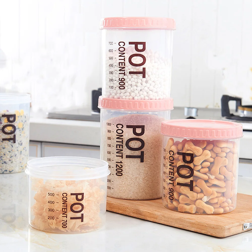 

transparent plastic storage box plastic seal pot&plastic airtight canister&plastic jar&plastic pot used for kitchen food contain