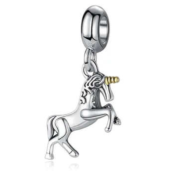 

Silver Plated Bead fit Lady Bracelet Bangle Horse Unicorn Charm DIY Jewelry