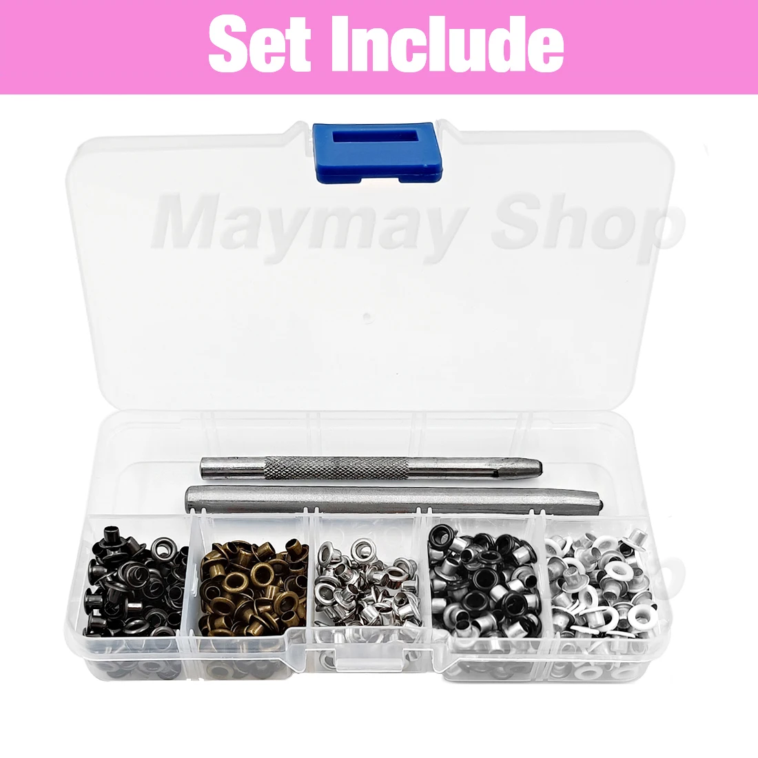 200pcs Metal Eyelets Grommets Punch Installer Tool Set Eyelets Kits For Clothing Shoes Caps Belt LeatherCrafts With Storage Box