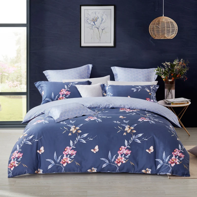 

LOVO 100% Cotton Bedding Set 400TC Premium Quality 4 Pieces Bedsheet Set Duvet Cover*1 Flat sheet*1 Pillowcase*2