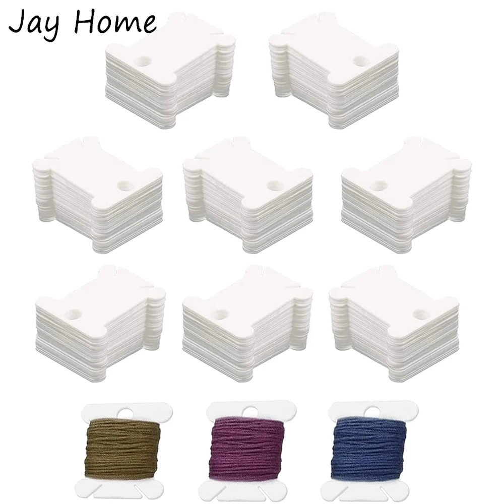 Description Picture 3 of item50/100Pcs Plastic Floss Bobbins for Embroidery Floss Organizer Cross Stitch Thread Winder Bobbins Storage DIY Craft Sewing Tools