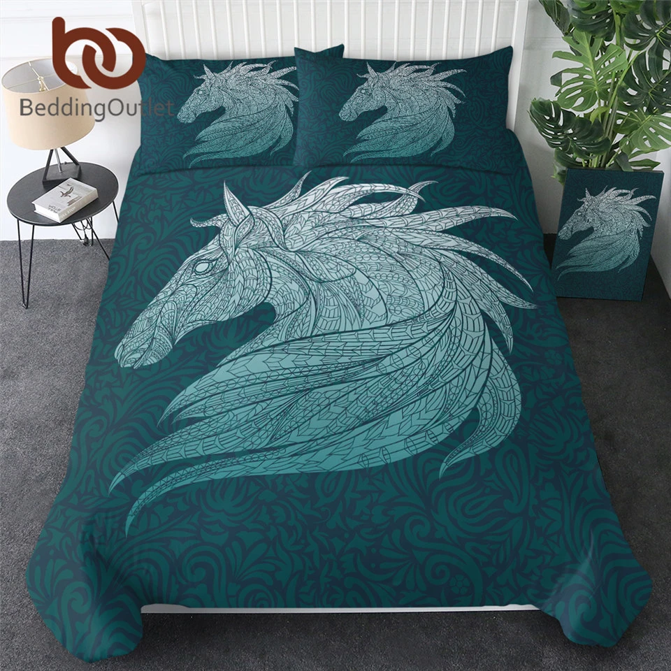 BeddingOutlet Juego de ropa de cama con 3d de caballo, edredón con textura, colcha moderna, Textiles acogedores para el hogar|Juegos ropa de cama| - AliExpress