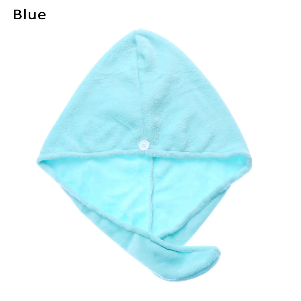 blue 1 шт. Коралловая флисовая Шапочка для душа, сухая шапка для волос, быстросохнущее полотенце, мягкий Сильный впитывающий коралловый флис, повязка на голову, шарф, аксессуары для ванной - Цвет: blue