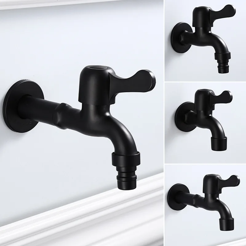 

Black And Long Washing Machine Faucet 304 Stainless Steel Mop Pool Faucet General Faucet into 4 Sub-Mouth