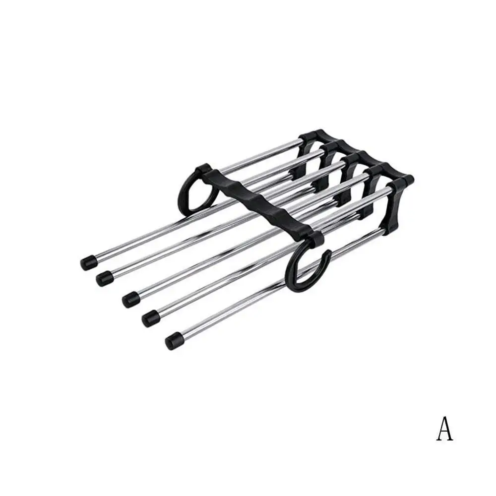Многофункциональная выдвижная стойка для брюк из нержавеющей стали, вешалка для брюк, многослойная вешалка для хранения штанов, пять в одном - Цвет: A
