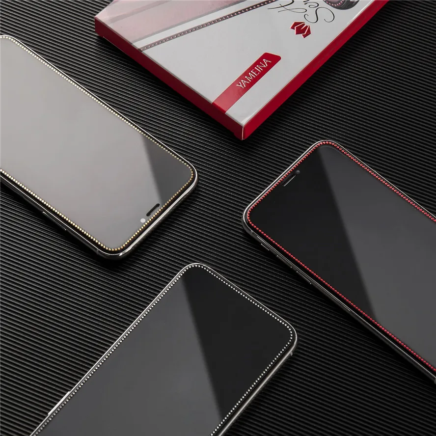 Новейшая рамка Алмазная стеклянная пленка для экрана iphone/apple Xs max XR X 8 7 plus Закаленное стекло Защитная пленка для экрана