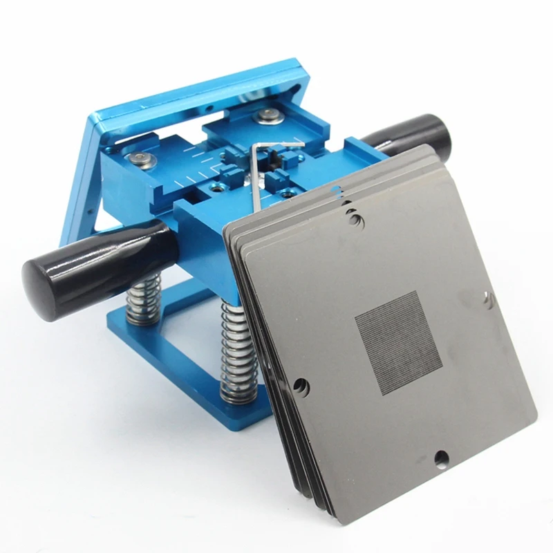 

Blue Bga Reballing Kit 90x90Mm Bga Reballing Station With Hand Shank 10/Pcs Bga Universal Stencil