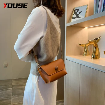 

YOUSE Female bag 2020 Fashion shoulder Small square bag Wild Messenger bag Simple Fashion Large Capacity PU soft leather bag