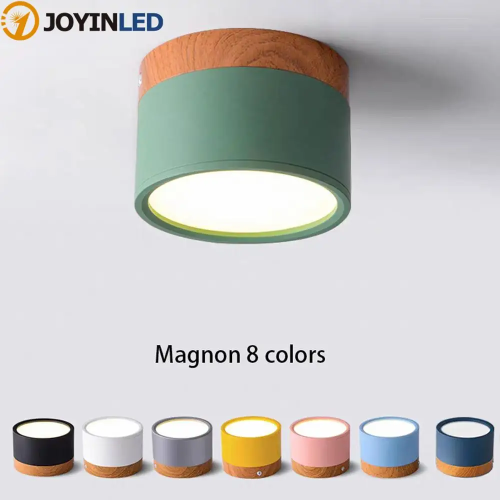

LED Downlight Dimmable 5W 12W Led Surface Mounted Ceiling Downlight Nordic Iron+wood Spot light for indoor Foyer,Living Room
