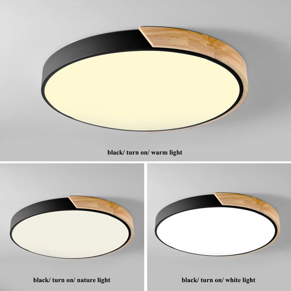 

30cm Home Decoration Panel 18W Led Nordic Style Kids Room Ceiling Light Corridor Ultrathin Wooden Modern Bedroom Indoor Round