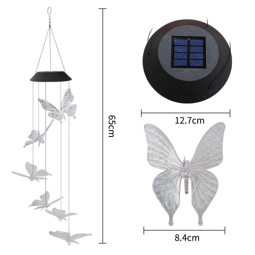 Бабочка ветер светильник солнечный светильник на открытом воздухе светодиодный Изменение цвета спиральный ветер наружная декоративная садовая лампа