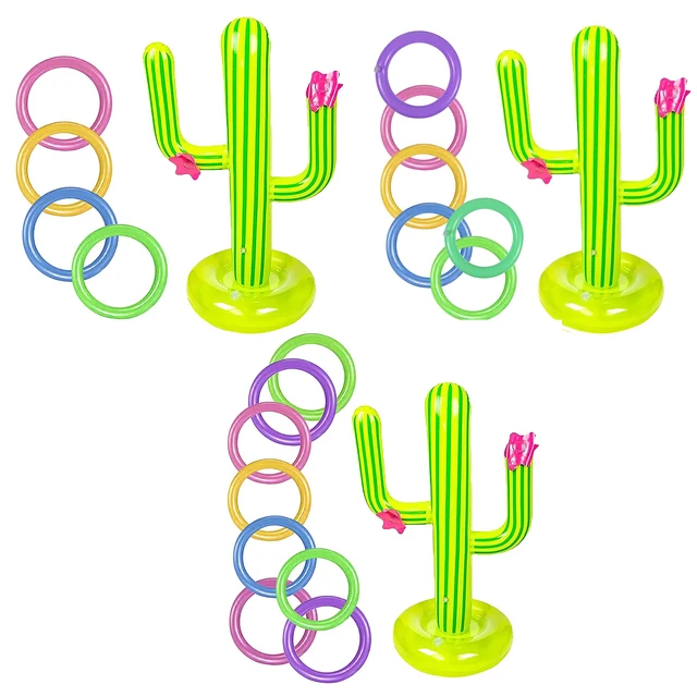 Swimming Pool Accessories Inflatable Cactus Ring Toss Game Set Floating Pool Toys Beach Party Supplies Water Sport Fun Toys 2