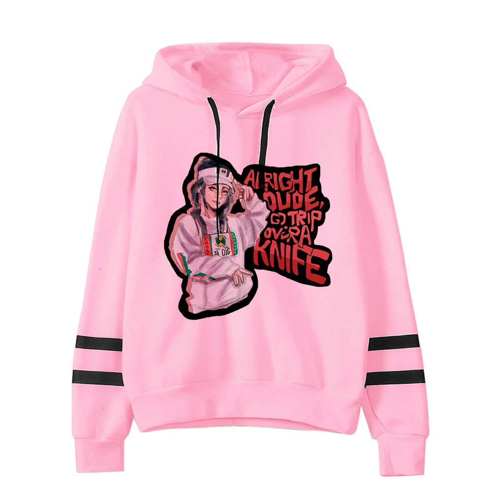 Kpop Billie Eilish худи для женщин Harajuku мода Ulzzang розовый принт толстовки Женская одежда Графический мультфильм Kawaii капюшон - Цвет: 5