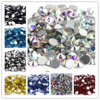 

1440 pcs /pack SS3 (1.3mm) crystal Multicolor Non Hotfix 3D Nail Art stones Flat back Rhinestones glass nail art decorations