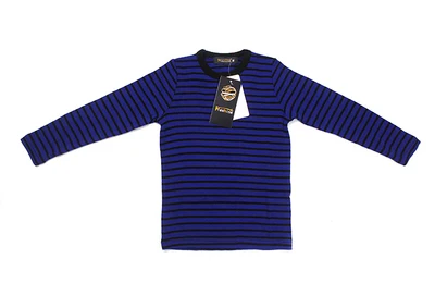 Мериносовая шерсть детское термобелье Топ, рубашка мериносовая шерсть детская теплая Пижама с базовым слоем Топ, футболка LS мягкая одежда для мальчиков и девочек - Цвет: DK Navy Black Stripe