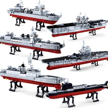 

NEW 497pcs Naval Supply Ship Building Blocks War Military Navy Model Bricks Toys For Kids Boys Birthday Gifts