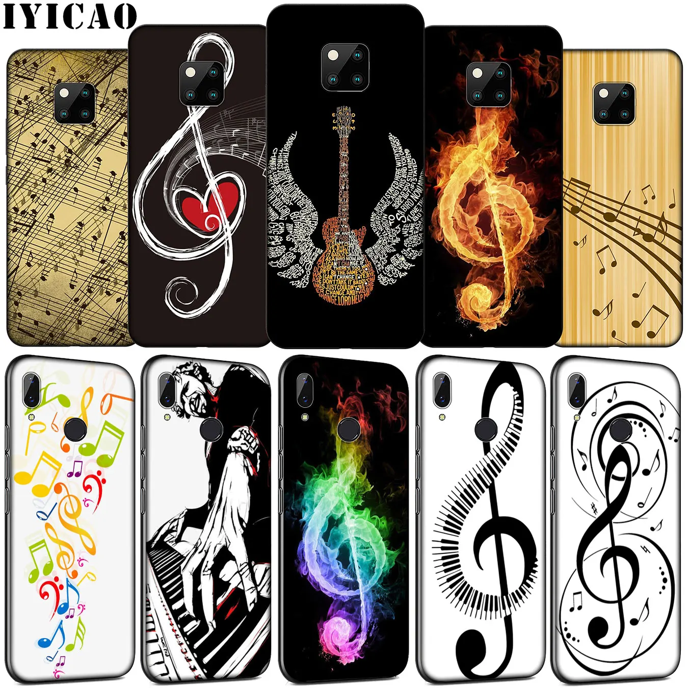 IYICAO music key and notes Style Thin Soft Silicone Phone Case for Huawei Mate 30 20 10 Pro Nova 5i 4 3 3i 2i 2 Lite Black Cover | Мобильные
