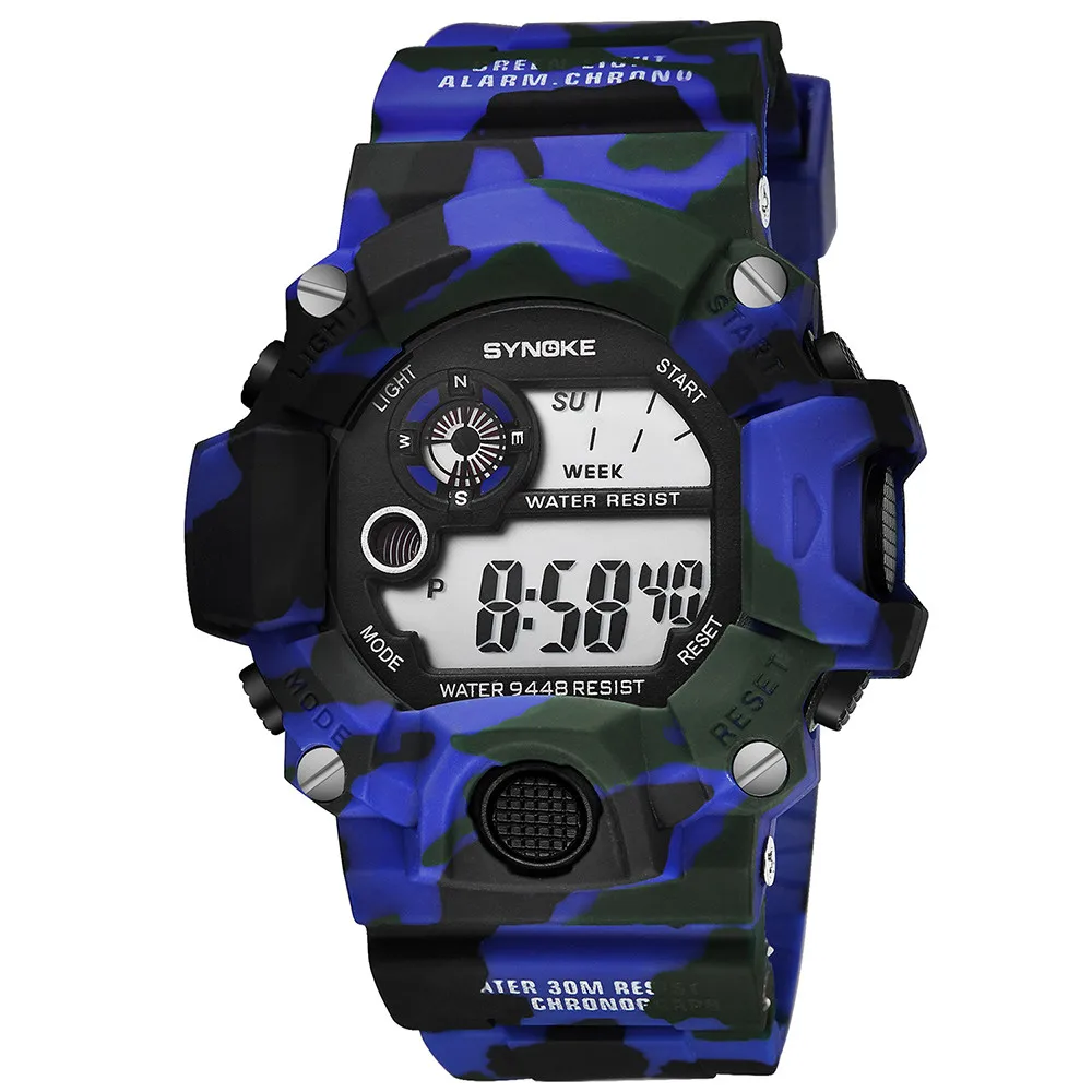 Camuflado 30 м мужские s водонепроницаемые цифровые часы для мужчин спортивные часы светодиодный для мужчин электронные часы zegarek elektroniczny zegarek cycrawy - Цвет: Blue