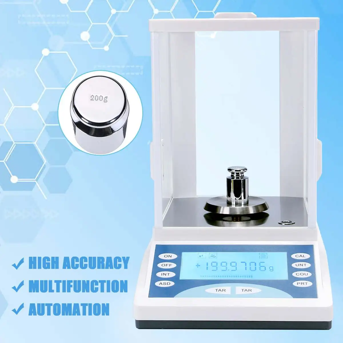 

200g/0.1mg Ultra Precision Electronic Balance LCD Digital Electronic Scale Pan Weighing Scales For Lab Measurement Analysis