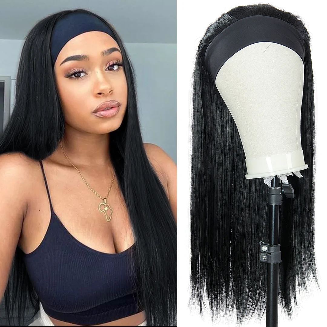 Headband Wig Hair-Wig Straight-Hair Afro Curly Wavy Black Long Synthetic Women 22inches-Body
