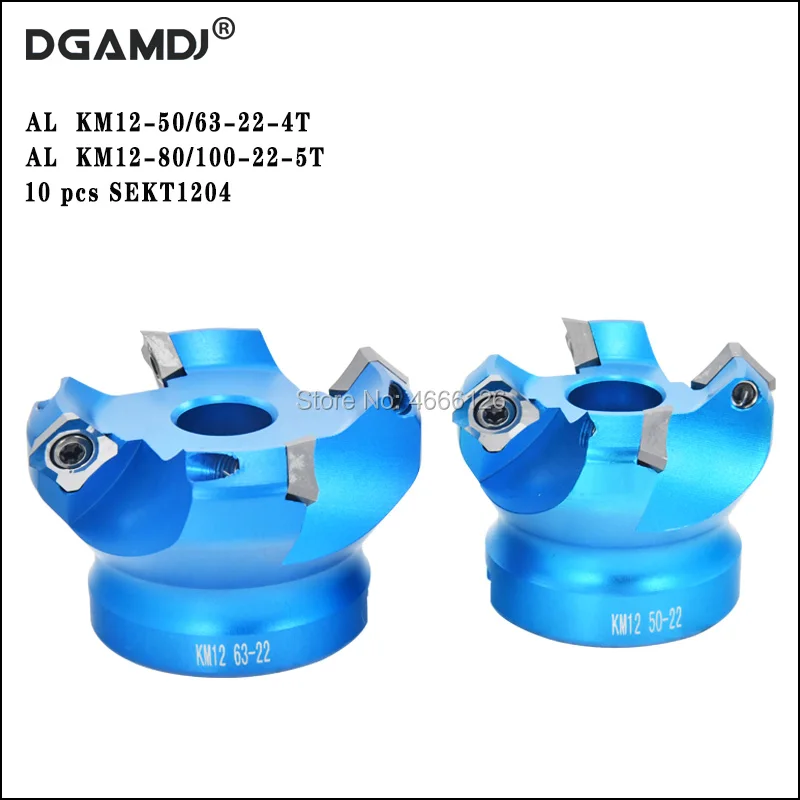 

Kit AL KM12 50 63 80 100 22 4T 5T 45Â° Flat Cutter head 10 Pcs SEKT1204 CNC Milling Inserts,For Aluminum Alloy Machining