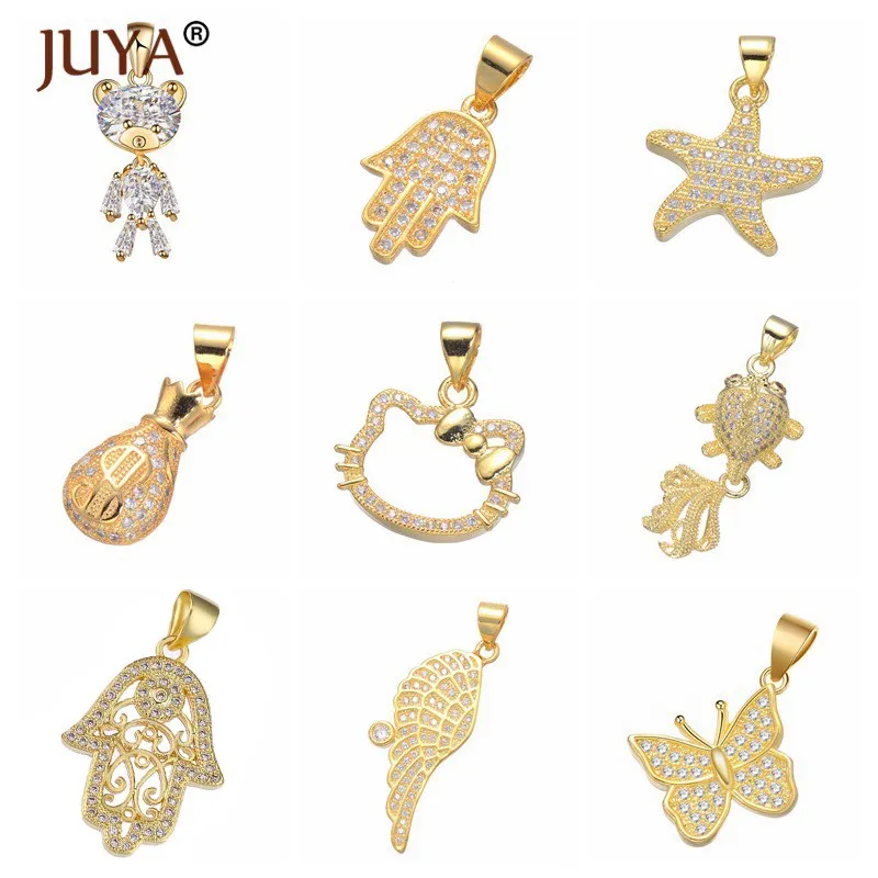gold 9 pieces Роскошные AAA циркониевые Стразы Подвески Аксессуары для изготовления украшений вручную DIY модные браслеты фурнитура для колье - Окраска металла: gold 9 pieces