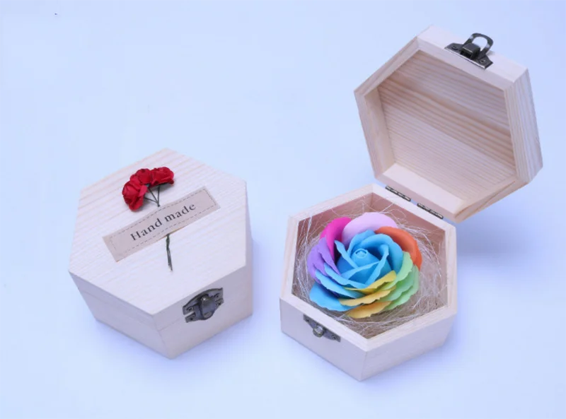 День Святого Валентина мыло с цветком розы свадебный подарок для влюбленных мыло цветок деревянная коробка Рождественское украшение жена девушка подарки