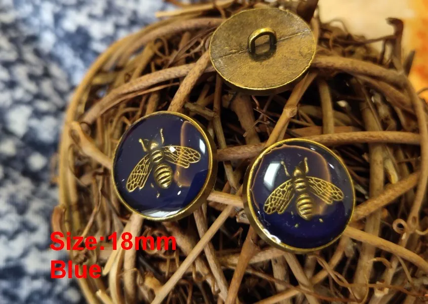 NO2 18mm Navy blue Новинка 10 Высококачественная модная металлическая бронзовая черная пчела куртка пальто на пуговицах Рубашка пуговицы Размер 18 мм по всему миру - Цвет: NO2 18mm Navy blue