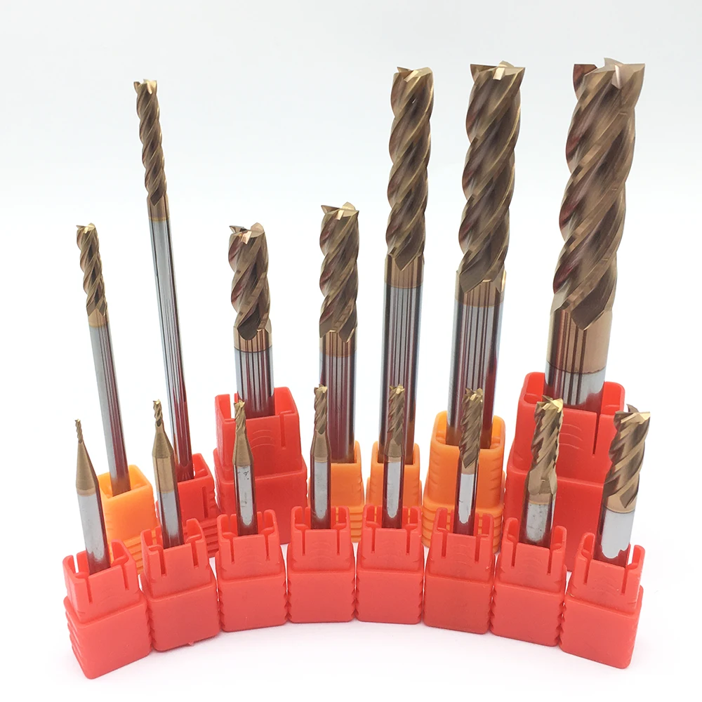 

End Mill 1PCS HRC60 4Flute 1.0MM-12.0MM Alloy Coating Flat Bottom Four Blade CNC Lathe Tungsten Steel solide Carbide Endmills