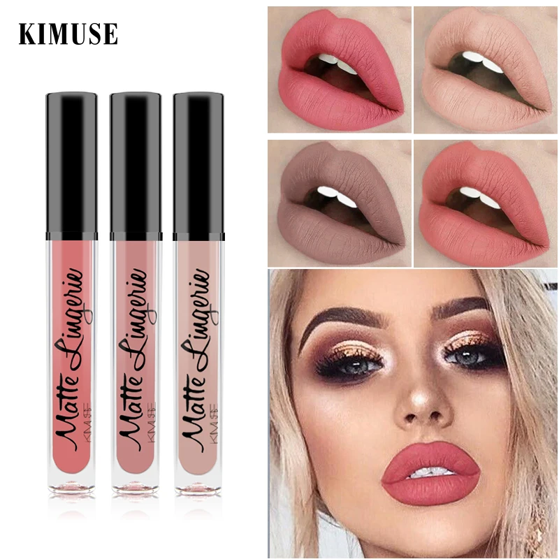 KIMUSE MatteLipstick Водонепроницаемый Жидкий блеск для губ оттенок пигмент
