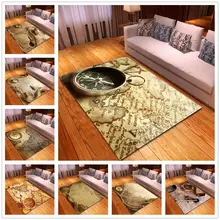 Ретро Карта мира коврики с узором для гостиной спальни коврик чайный стол кухонный Противоскользящий коврик мягкий полиэстер большой ковер