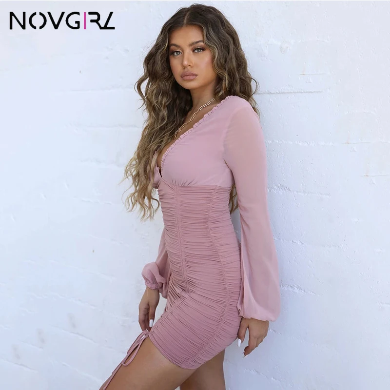 Novgirl/осеннее шифоновое платье для женщин коллекция 2019 года Плиссированное