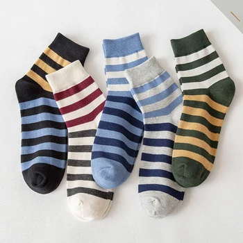 

Stripe Men Cotton Casual Socks High Quality Designer Gift Lot Cool Black Happy Harajuku