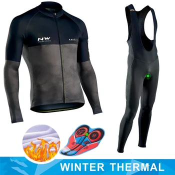 

2019 Pro Team Winter Thermal Fleece Cycling Clothing Men Long Sleeve Jersey Suit Outdoor Riding Bike MTB Clothing Bib Pants Set