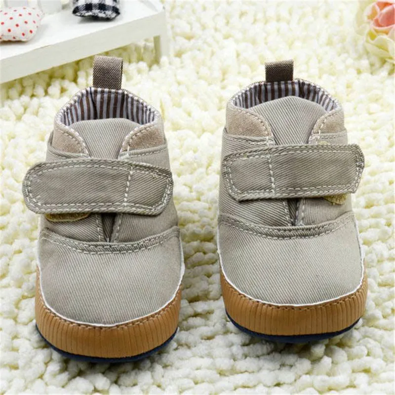 

0-18M Toddler Kids Boys High Crib Shoes Soft Sole Infant Ankle Canvas Prewalker