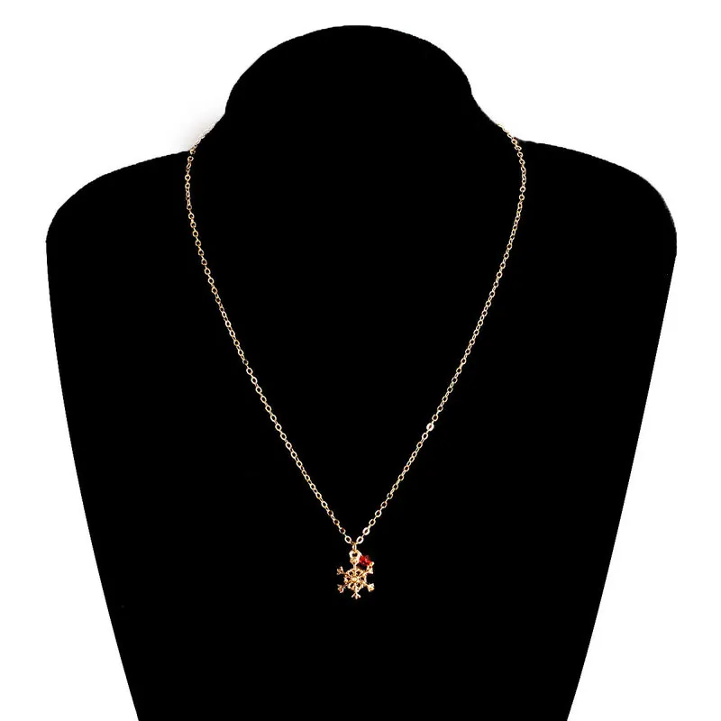 Creative Snowflake Red Crystal Long Necklace Pendant Women Fashion Personality Clavicle Sweater Chain Charm Necklaces Jewelry | Украшения и
