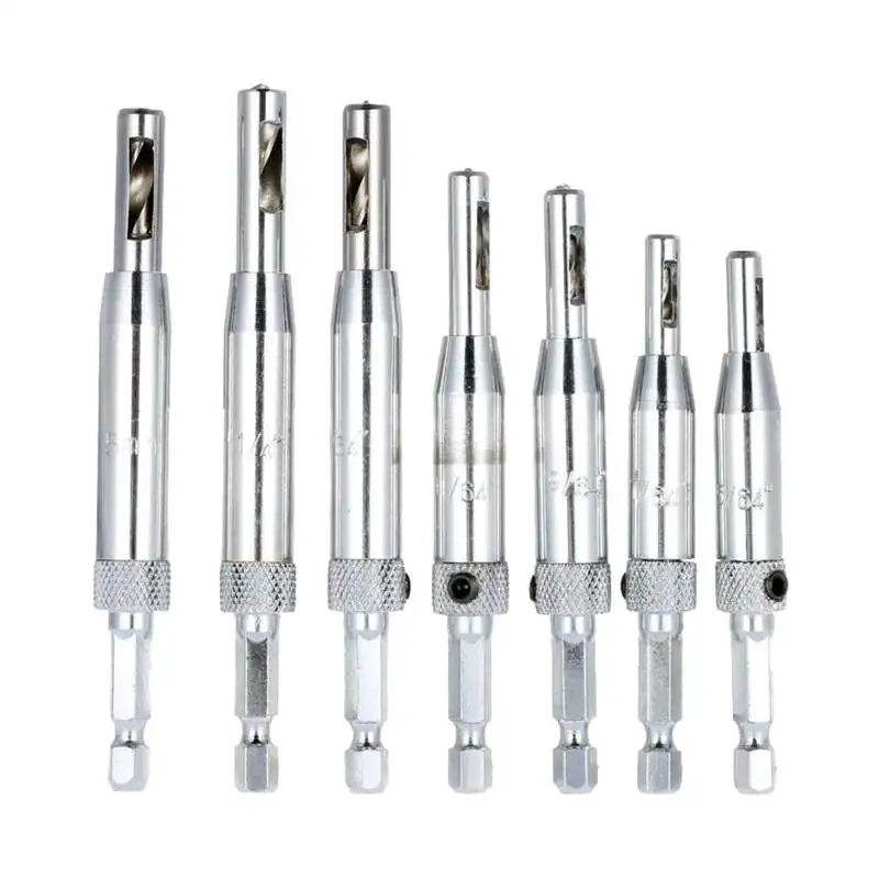 ELEG-7pcs самоцентрирующаяся дверная петля дерево сверло набор Дырокол 5/64-1/4 дюймов