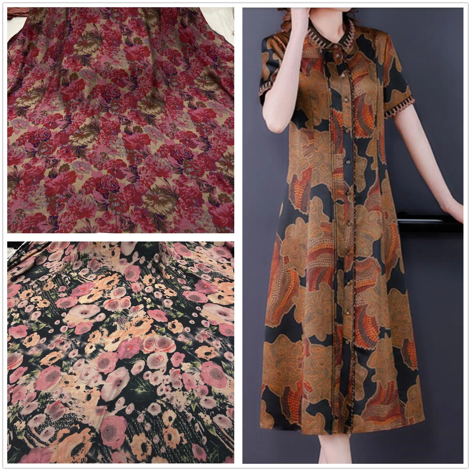 Sewing Fabric For Headscarf Vintage Floral Chiffon printed Summer Dress | Дом и сад