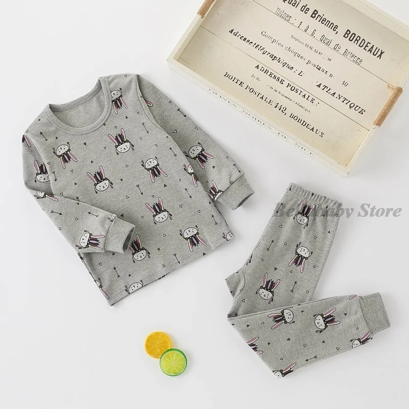 Baby Boy Girl Pajama Sets Korean Spring Pajamas For Kids Sleepwear Set Cotton Cartoon Cow Night Outfits Autumn Children Clothing Sleepwear & Robes cheap